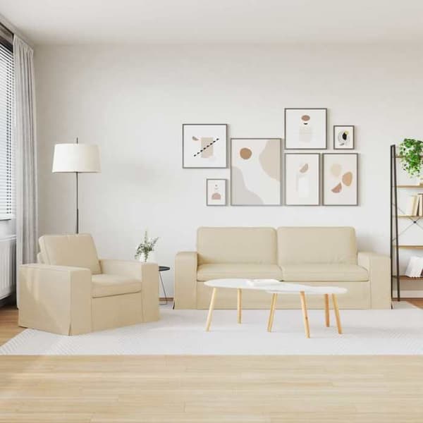Maison Exclusive - Sæt af 2 sofaer i cremefarvet stof