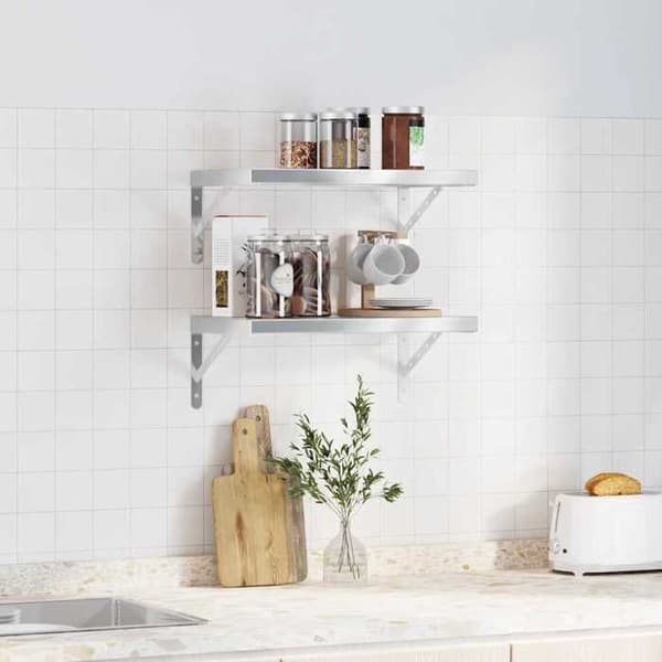 Maison Exclusive - Væghylder 2 stk 50x30 cm sølvfarvet rustfrit stål
