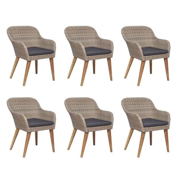 Maison Exclusive - Trädgårdsmöbler med kuddar 7 delar Flätad resin