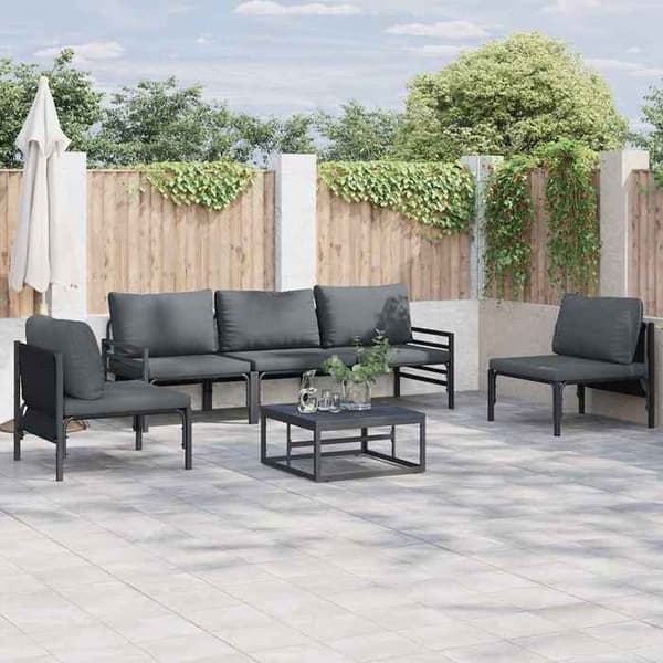 Maison Exclusive - Sæt af 5 pc. have-sofa i sort stål Svart