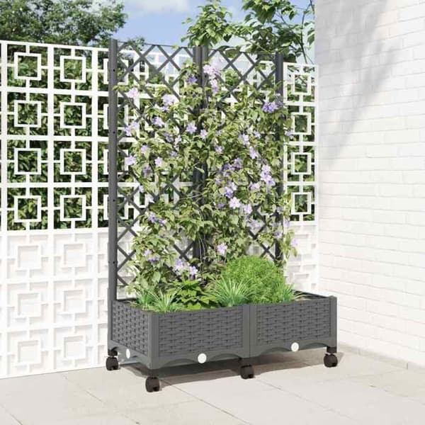Maison Exclusive - Havebed med trellis og hjul Lys grå PP