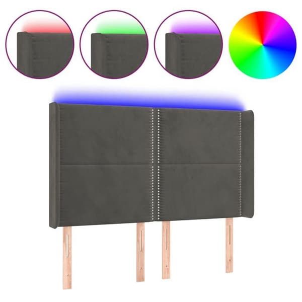 Maison Exclusive - LED-päätyharso Tummanharmaa 147x16x118/128 cm Sametti mörkgrå