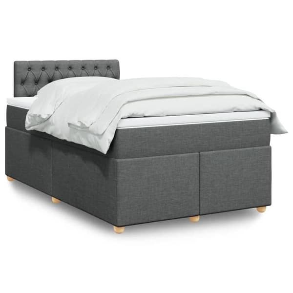 Maison Exclusive - Seng med lamelbund og mørk grå madras 120x190cm stof
