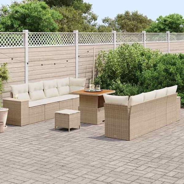 Maison Exclusive - Beige ja kerma polyrottinkinen puutarhakalustesetti