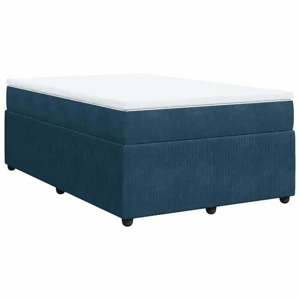 Maison Exclusive - Sängram med lameller och mörkblå sängmatta 120x190cm sammet