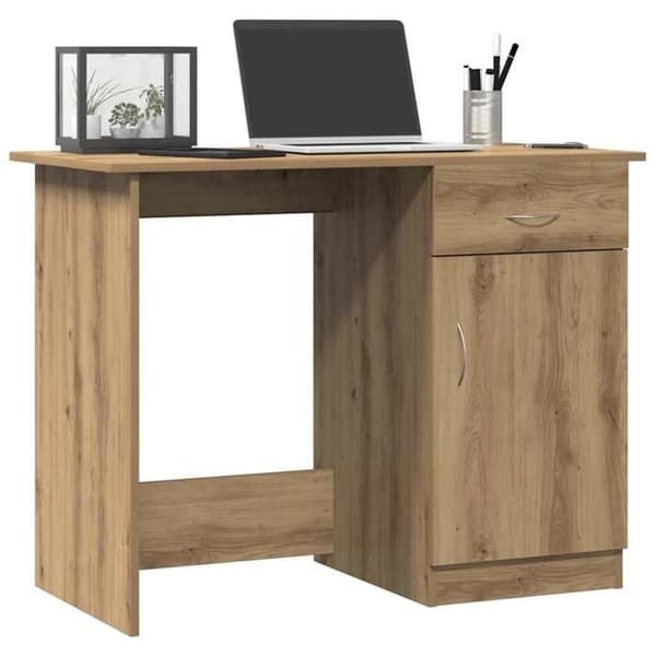 Maison Exclusive - Håndlavet egetræskontor 100x50x76 cm ingeniørtræ