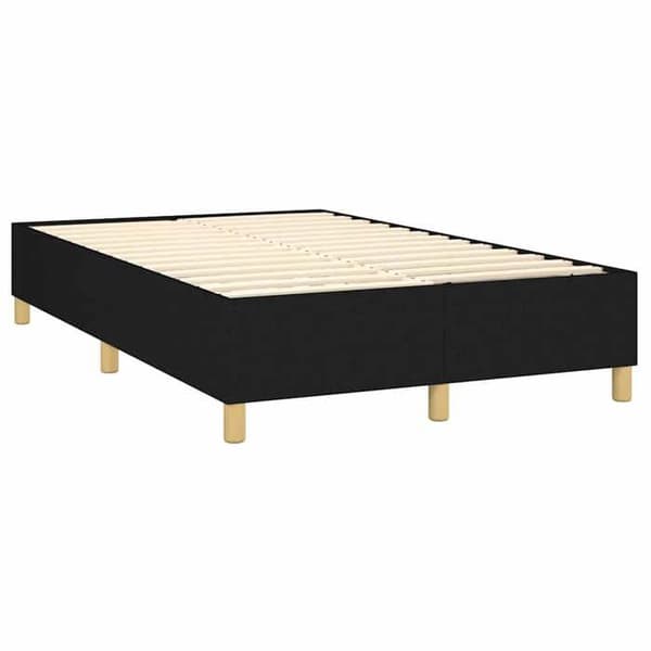 Maison Exclusive - Sengebund med lameller og sort madras 120x190 cm stof