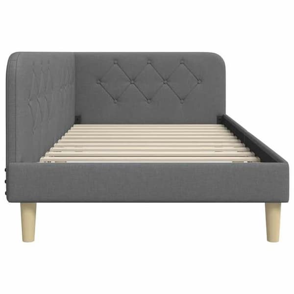 Vinkelsängram - EXKLUSIV HEM - L-säng 100x200 cm - Polyester tyg - Vändbar armstöd - Mörkgrå Mörkgrå