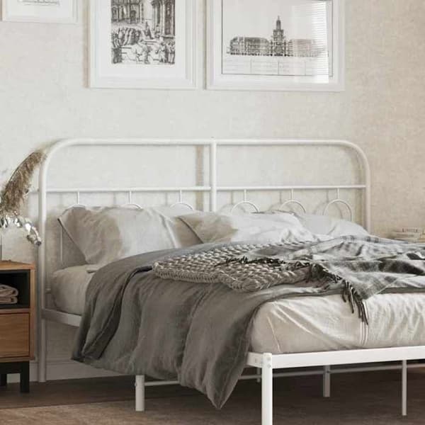 Hovedgærde - EKSKLUSIV HUS - Runde rør - 140 cm - Hvid metal - Klassisk robust ramme Blanc (metall)