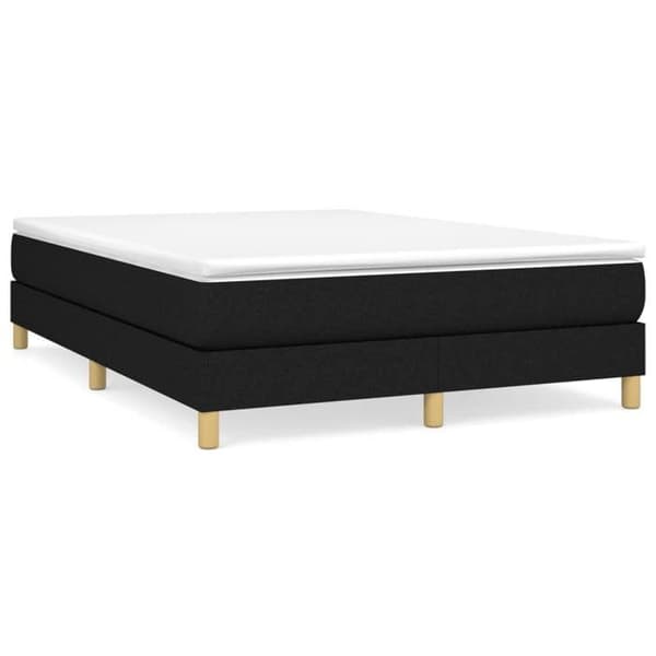 Maison Exclusive - Sengebund med lameller og madras Sort 140x190 cm Stof