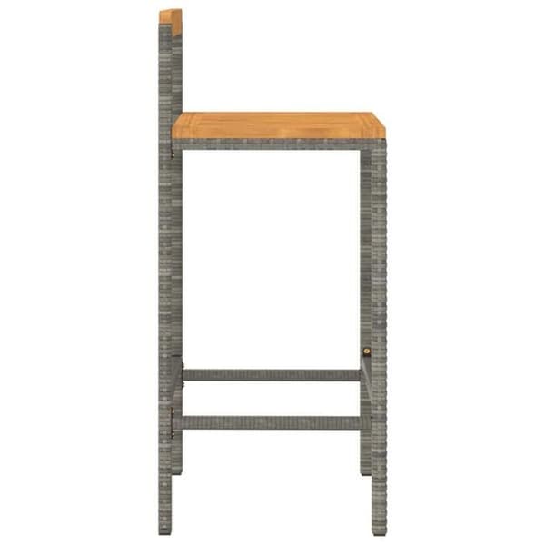 Maison Exclusive - Barstolar set om 2 grå vävd resin och akaciaträ grå