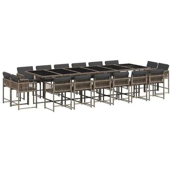 Maison Exclusive - Trädgårdsset 17 delar med kuddar i flätad resin