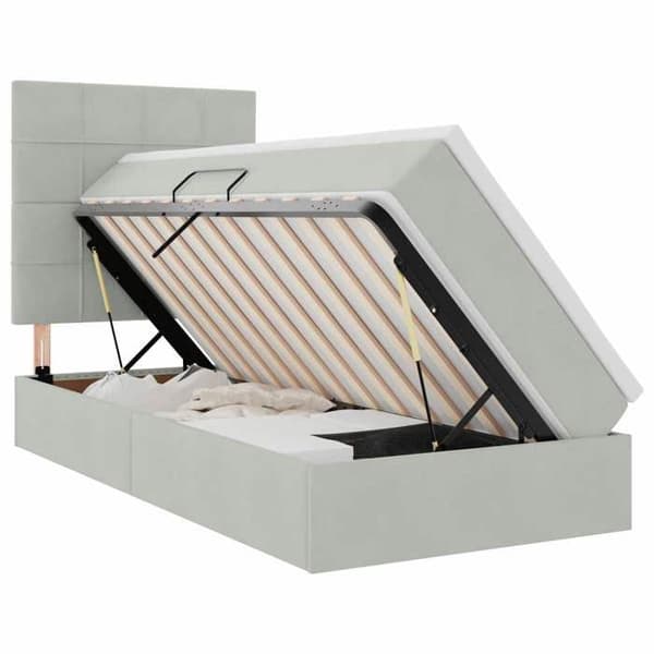 Sengestel med madras - EKSKLUSIV HUS - LED opbevaringsseng - Lys grå 90x190 cm - Opbevaring under sengen - LED USB Ljusgrått