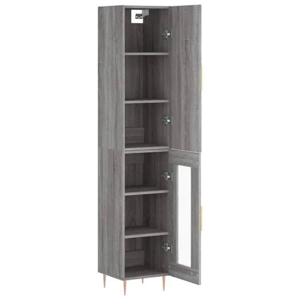 Maison Exclusive - Buffé hög Sonoma grå 34,5x34x180 cm Ingenjörsträ