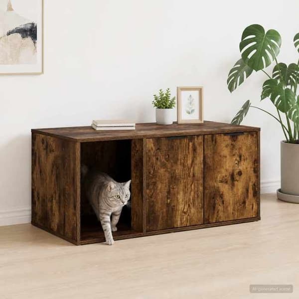 Maison Exclusive - Möbel för kattlåda Rökt ek 100 x 49 x 45 cm