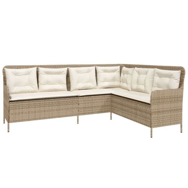 Maison Exclusive - Trädgårdsmöbler med kuddar 2 st beige flätad resin