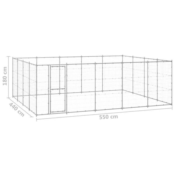 Utomhuskennel - Exklusivt hus - Galvaniserat stål - 24,2 m² - Låsbar dörr Silver