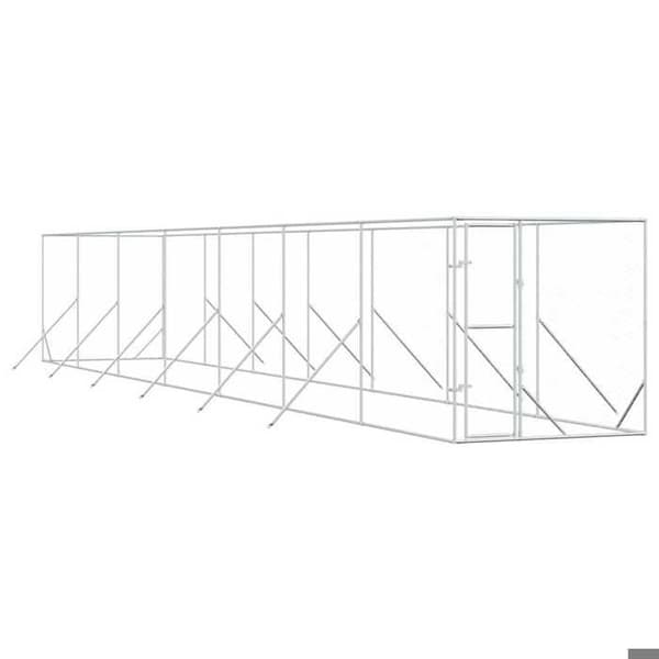 Utomhuskennel - Exklusivt hus - Galvaniserat stål - 2 x 14 x 2 m - Låsbart dörr Silver