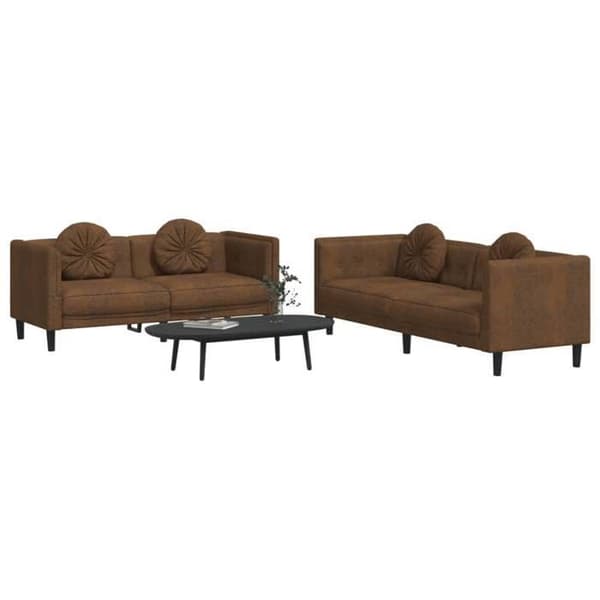 Maison Exclusive - 2-delars soffgrupp med bruna sammetskuddar Marron (sammet)