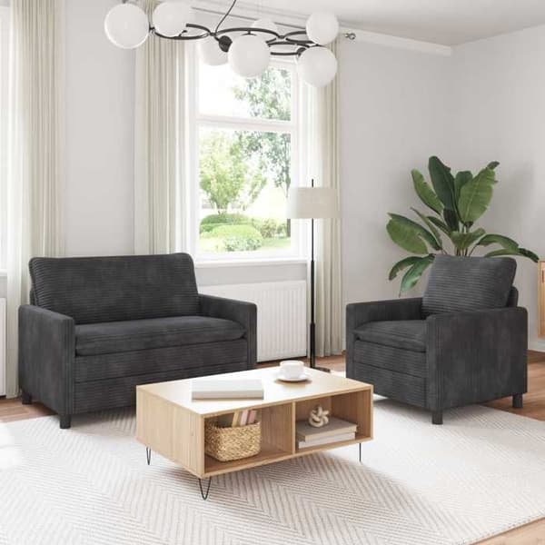 Maison Exclusive - 2 kpl sohvasetti tummanharmaa polyesteri