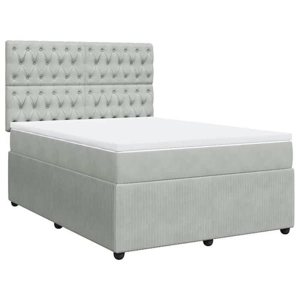 Maison Exclusive - Seng solid bund med socker og madras Grå 160x200cm Velour