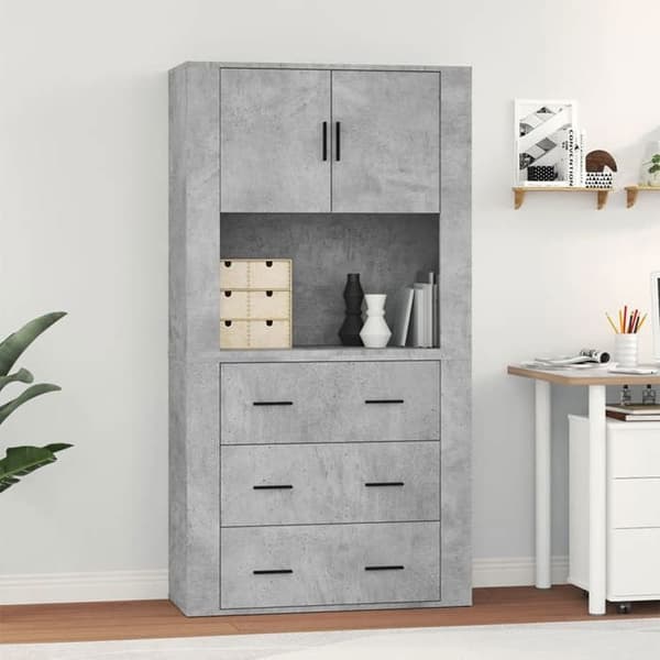 Maison Exclusive - Buffé hög Grå betong Ingenjörsträ