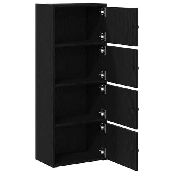 Bibliotek - EKSKLUSIV HUS - 40x24x102 cm - Sort eg - Ingeniørtræ - Vendbare døre svart ek