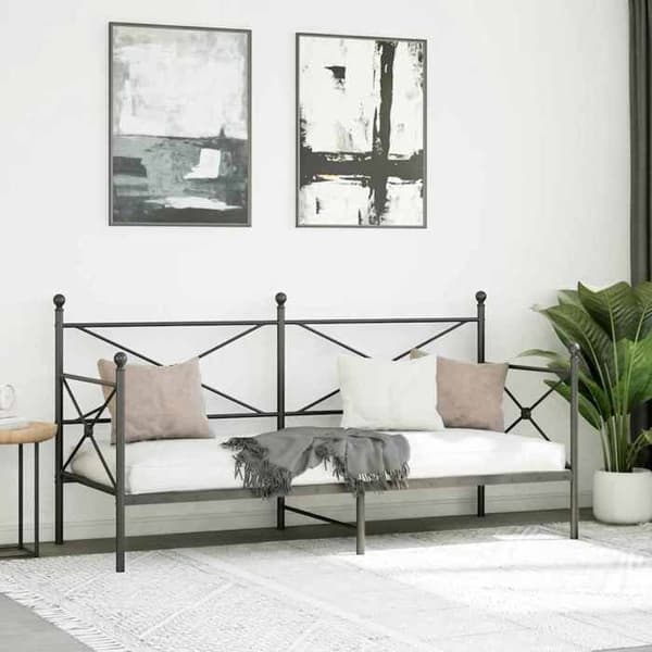Maison Exclusive - Musta 90x200 cm teräksinen levitettävä sänky ilman patjaa