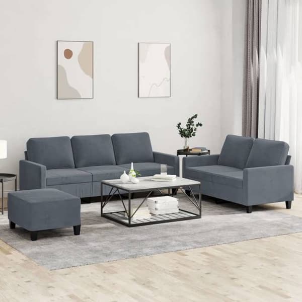 Maison Exclusive - Sæt af 3 sofaer med puder Mørkegrå Velour
