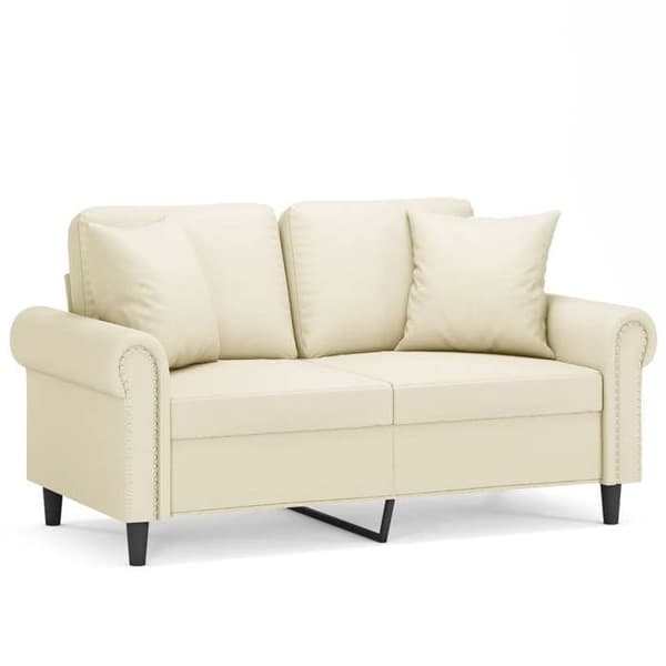 Maison Exclusive - Soffa 2 platser med kuddar i krämfärg 120 cm konstläder