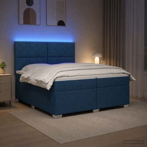 Maison Exclusive - Boxspring säng med madrass Blå 200 x 200 cm Tyg Blå