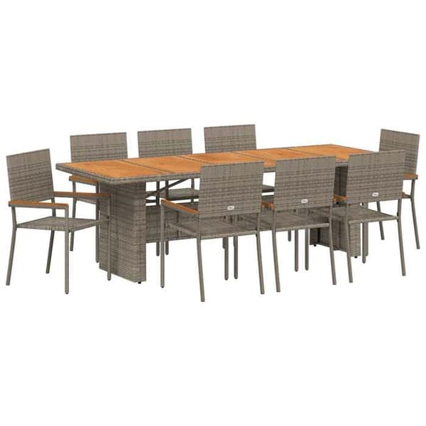 Maison Exclusive - 9 pc have spisebordssæt i grå polyrotin Grå