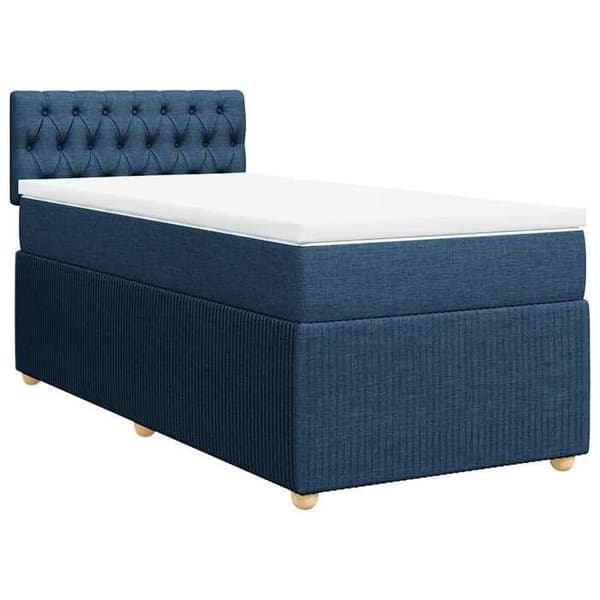Maison Exclusive - Sengestel med springmadras Blå 90x200 cm Stof