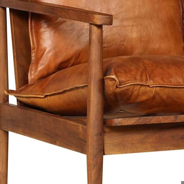 Maison Exclusive - Set med 2 soffor i äkta läder och akacia, brun brun