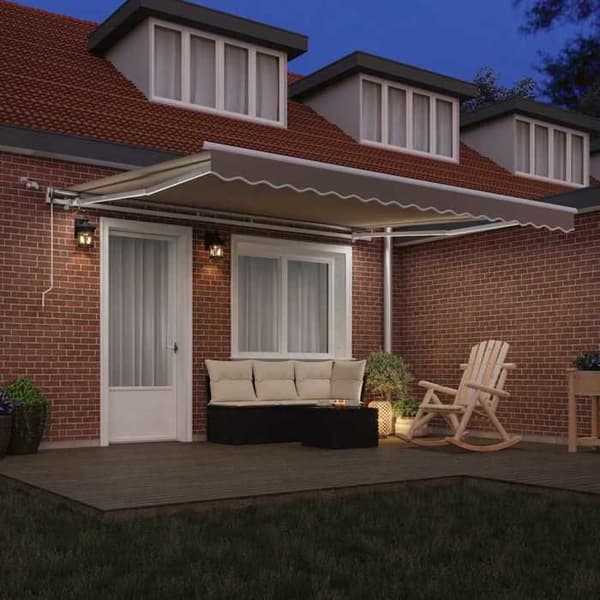 Fällbart markis - EXKLUSIV HEM - Fällbart markis - Beige - 400 × 300 cm - Fjärrkontroll, inbyggda LED-lampor beige