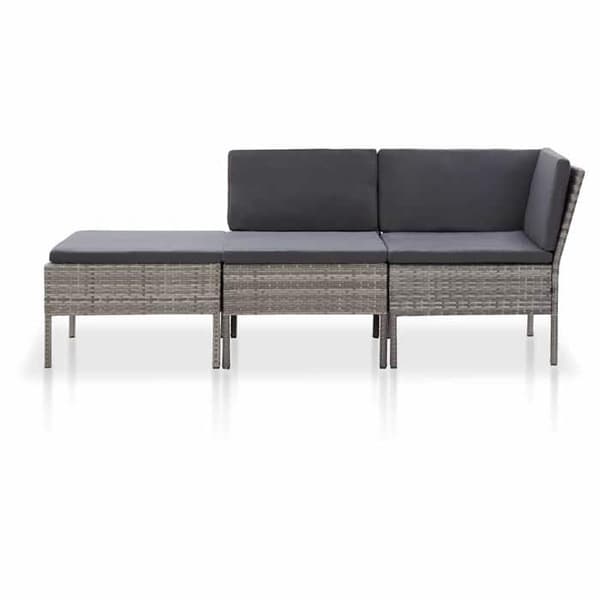 Maison Exclusive - Trädgårdsmöbler 3 delar med kuddar i flätad resin Grå