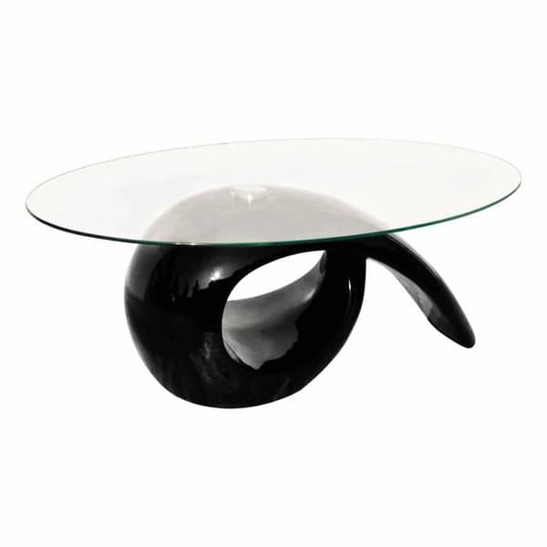 Maison Exclusive - Sofabord med oval sort glasplade Skinande svart