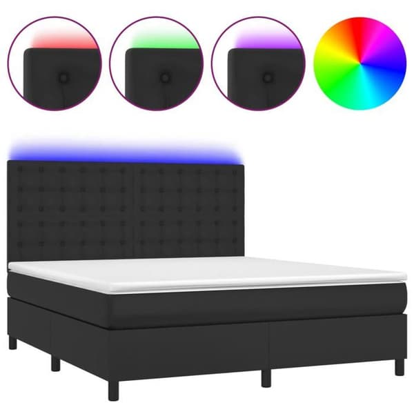 Maison Exclusive - Seng med lameller og madras samt LED Sort 160x200 cm