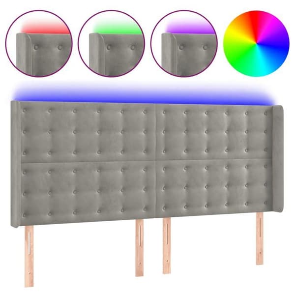 Maison Exclusive - LED-päätyharso Vaaleanharmaa 203x16x118/128 cm Sametti ljusgrått