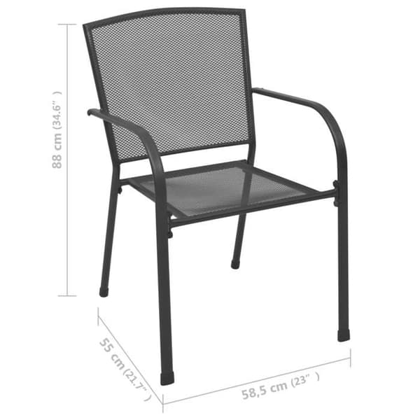 Utomhusstolar - Nätdesign - Antracit - Stål - Stapelbara antracit