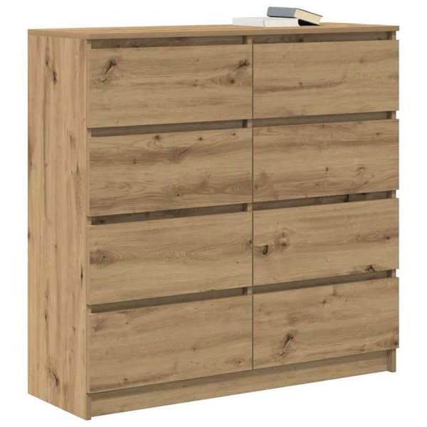 Maison Exclusive - Buffet i egetræ, håndlavet, 100x35x99 cm, ingeniørtræ Ek