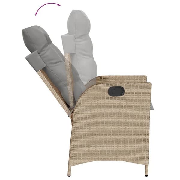 Maison Exclusive - Puutarhakalusteryhmä ja tyynyt 9 kpl beige Polyrottinki