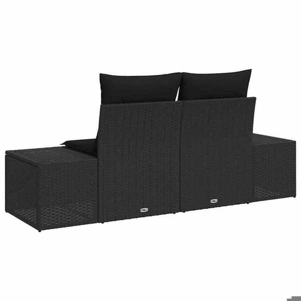 Havemøbel - EKSKLUSIV HUS - 184 x 62 x 69 cm - Polyrotin - Sort pude - Robust stålramme Svart