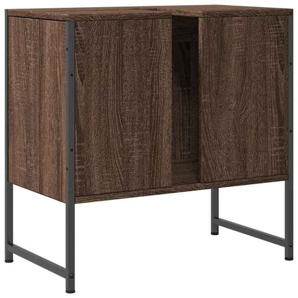 Maison Exclusive - Badeværelsesskab med vask, brunt egetræ 60x33x60 cm