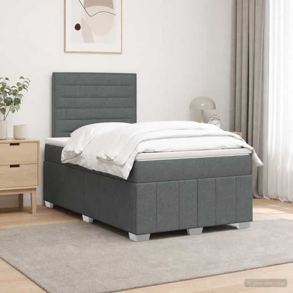 Maison Exclusive - Boxspring säng med madrass Mörkgrå 120 x 190 cm Tyg Mörkgrå
