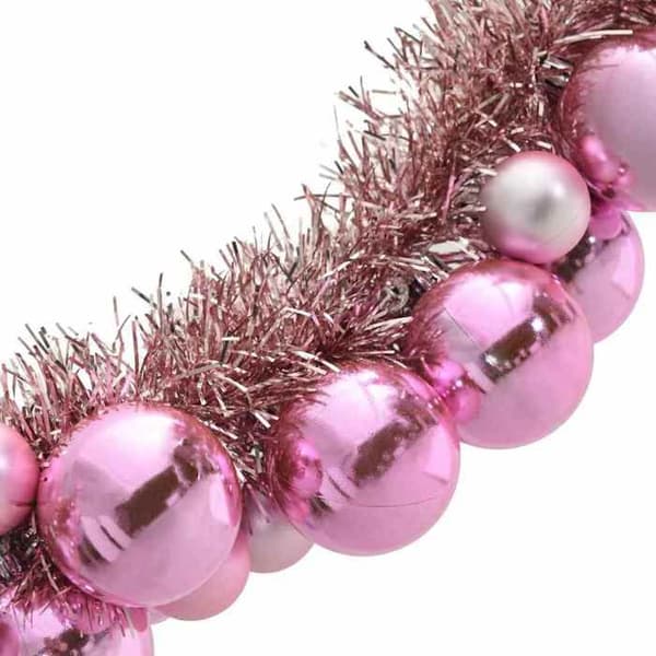 Festpynt - EKSKLUSIV HUS - LED julekugle guirlande 186 cm - Rosa - Polystyren - Let og foldbar Ros