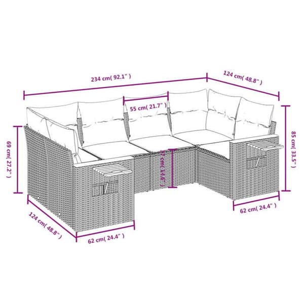 Maison Exclusive - Trädgårdsmöbler 6 delar med grå kuddar i flätad resin