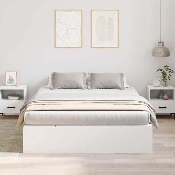 Sängram - MAISON EXCLUSIVE - Maison Exclusive - 140 x 190 cm - Vit - Inbyggd förvaring Vit