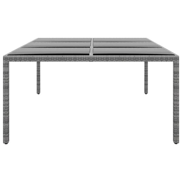 Maison Exclusive - Trädgårdsbord 200x150x75 cm Härdat glas/flätad resin Grå Grå