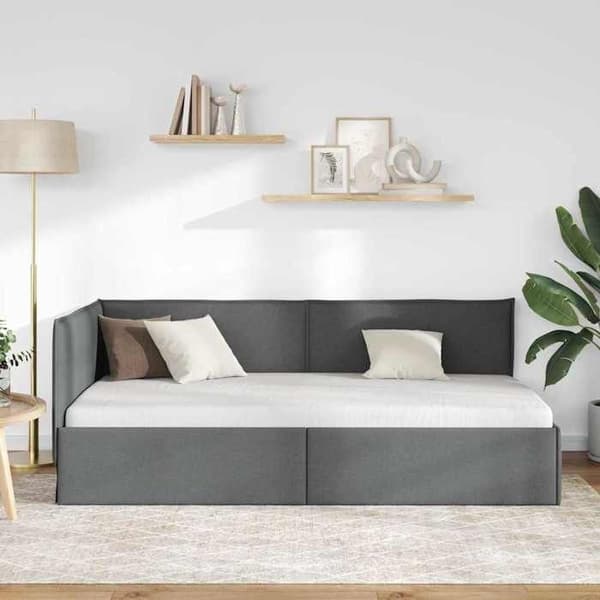 Maison Exclusive - Mörkgrå hörnsängram 100 x 200 cm tyg